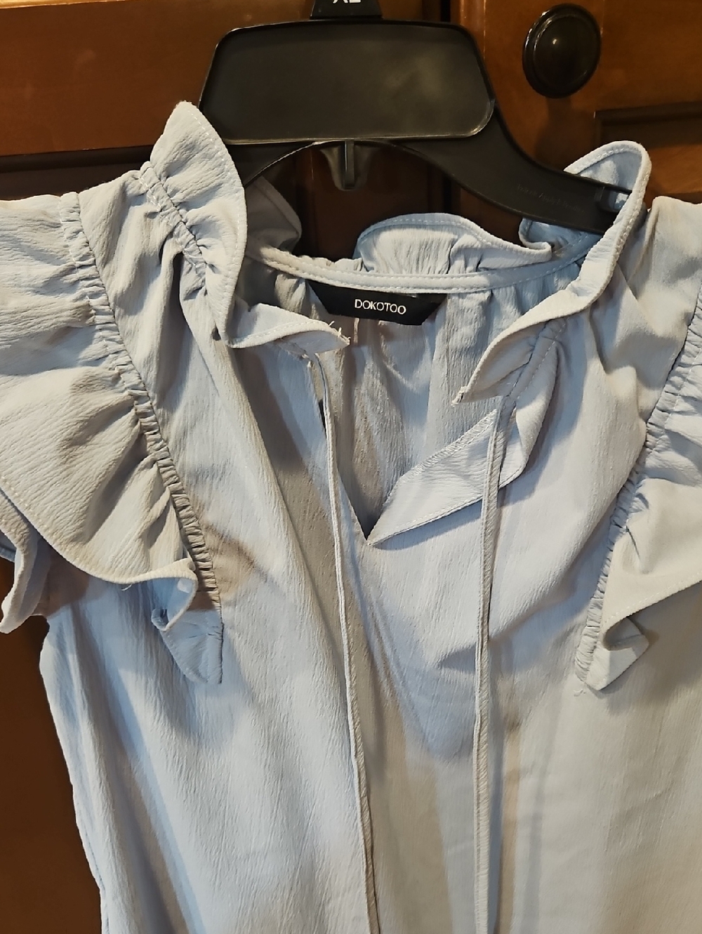 Light Blue Ruffle Sleeve Tunic Dress - Picture 4 of 4